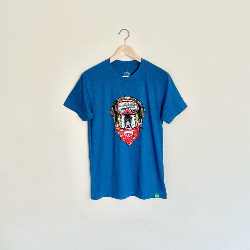 NEW Wild Tribute Boyne Mountain Dog Graphic Blue T Shirt Men’s Sz Small